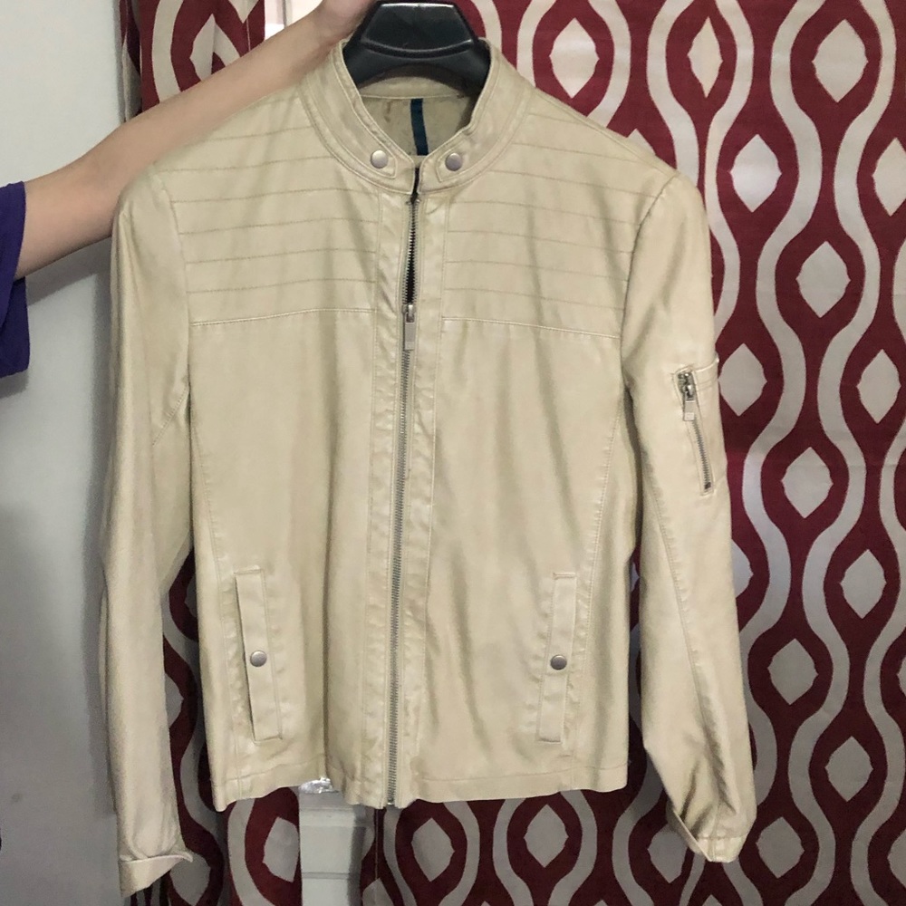 Beige Men’s leather jacket Kenneth Cole